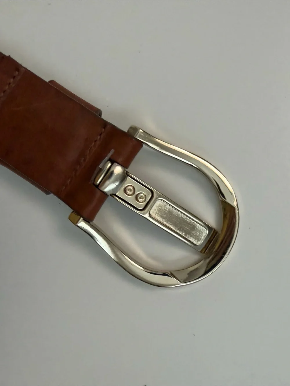 Banana Republic Belt Leather Metal Buckle Square Classic Brown Camel Gold